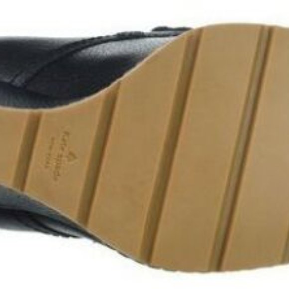 KATE SPADE NY SANDY BLACK LEATHER SHEARLING ANKLE BOOTS BLACK WEDGES SZ 9 *NEW - Picture 7 of 10